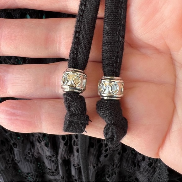 BLACK LACE LONGLINE DRAWSTRING FRINGE CARDIGAN WHIMSIGOTH SIZE XL NWT - Picture 7 of 8